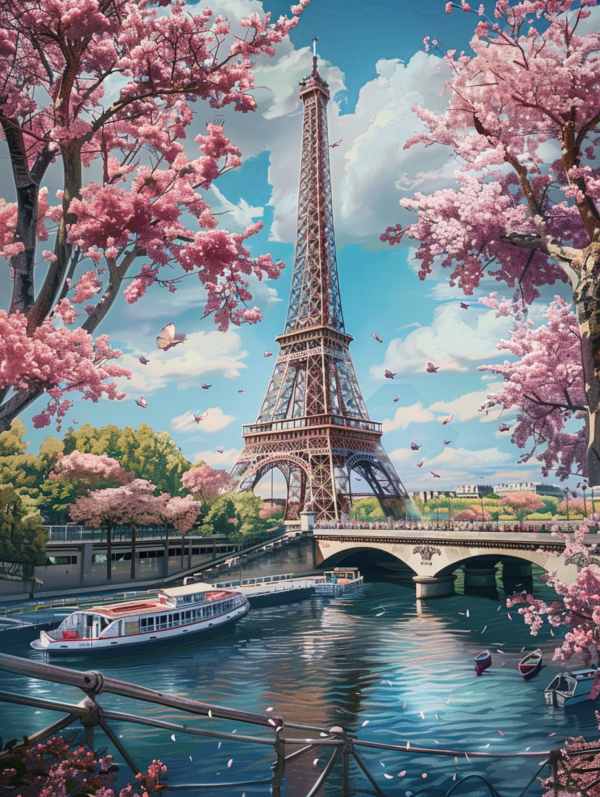 5D Diamond Painting Kits for Adults,  Round Full Drill，Eiffel Tower 5502