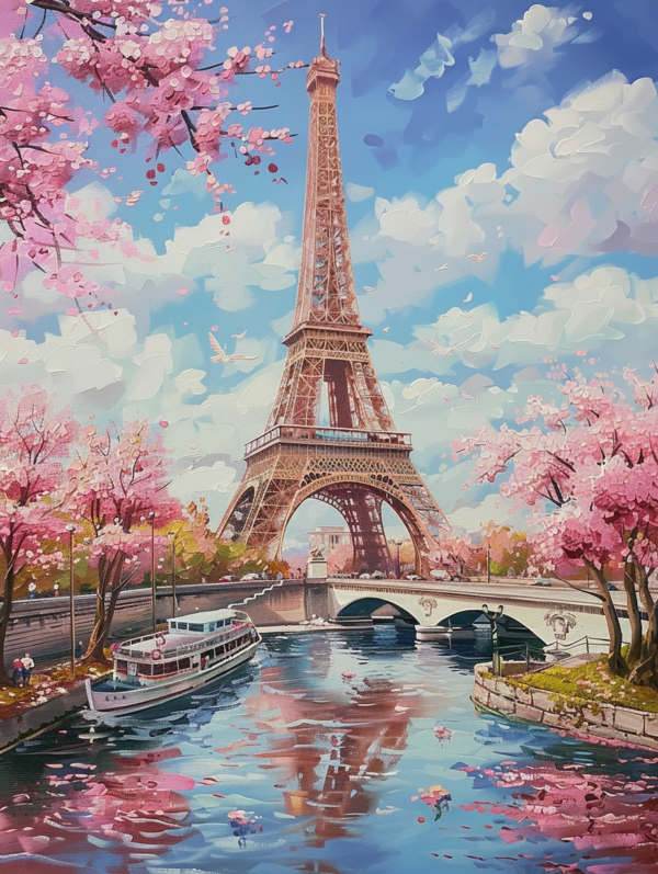 5D Diamond Painting Kits for Adults,  Round Full Drill，Eiffel Tower 5508