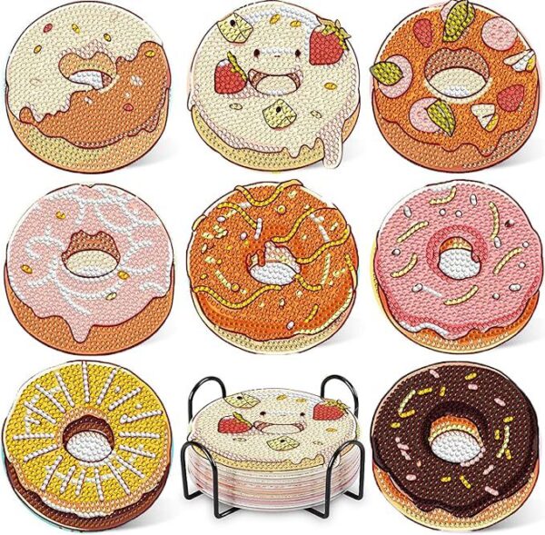 8 Donut coasters with holder