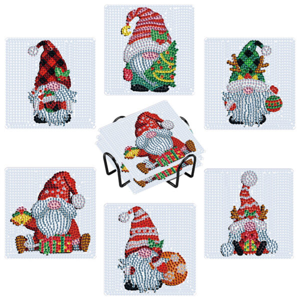 6 Santa Claus coasters diamond painting with holder