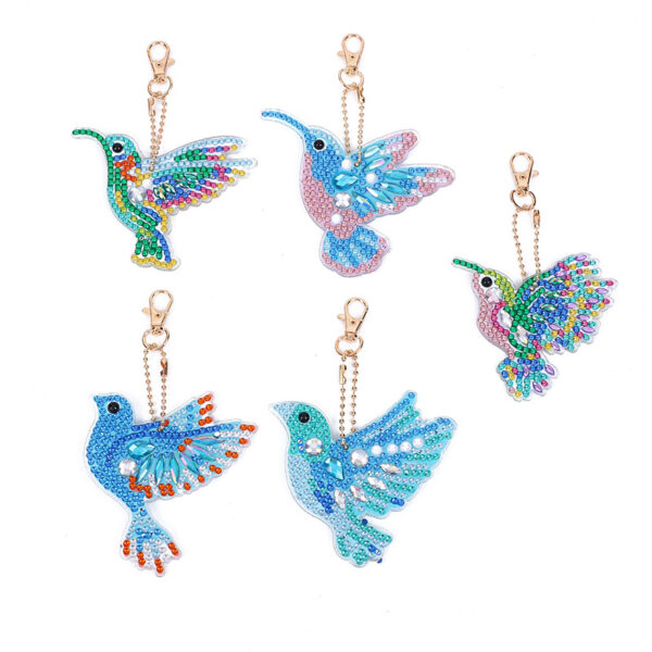 5 Bird Keychains Diamond Painting