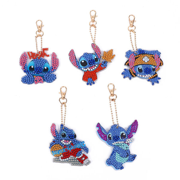 5 Stitch Keychains Diamond Painting