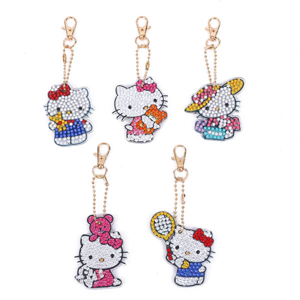 5 Kitty Keychains Diamond Painting